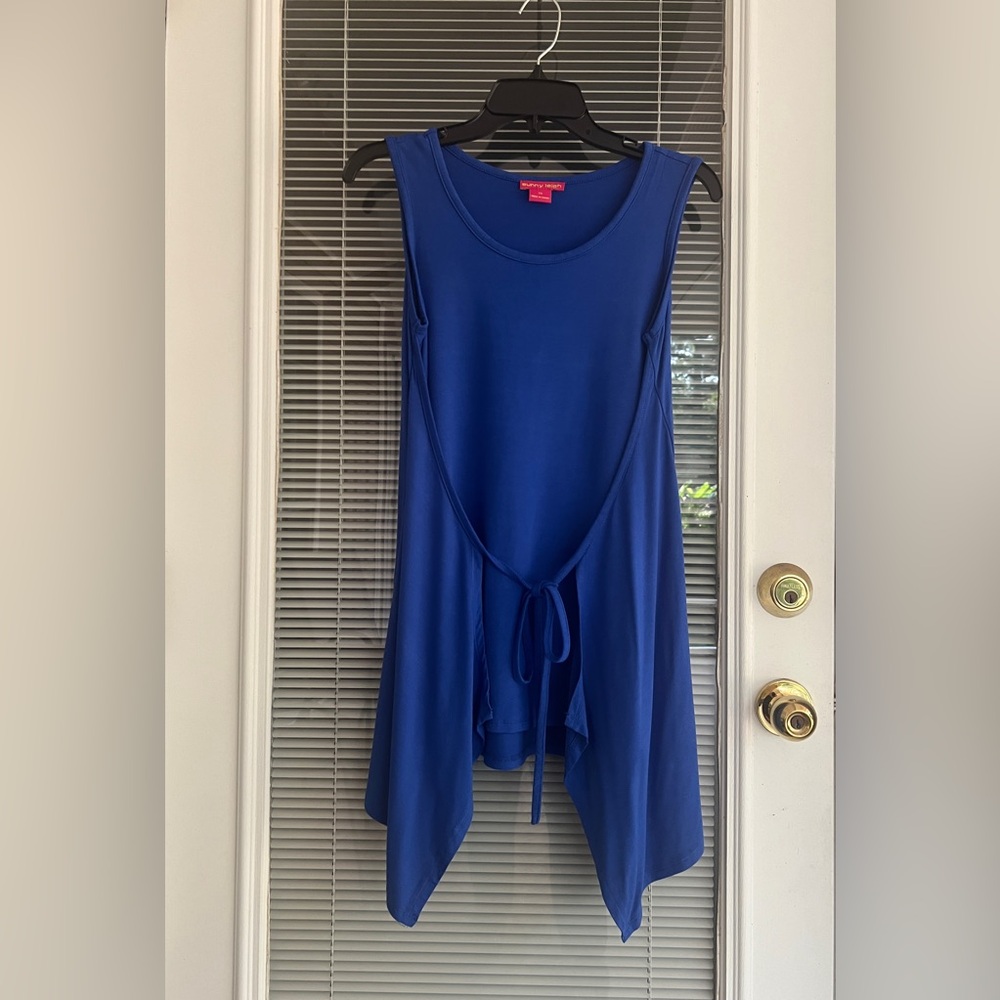Sunny Leigh Blue Sleeveless Tunic Top Blouse XS